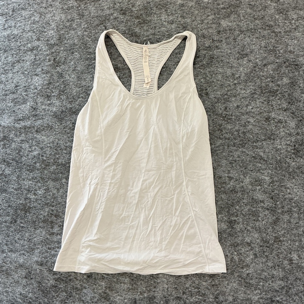Lululemon Silver Grey Stripe Racer Tank Top BBB